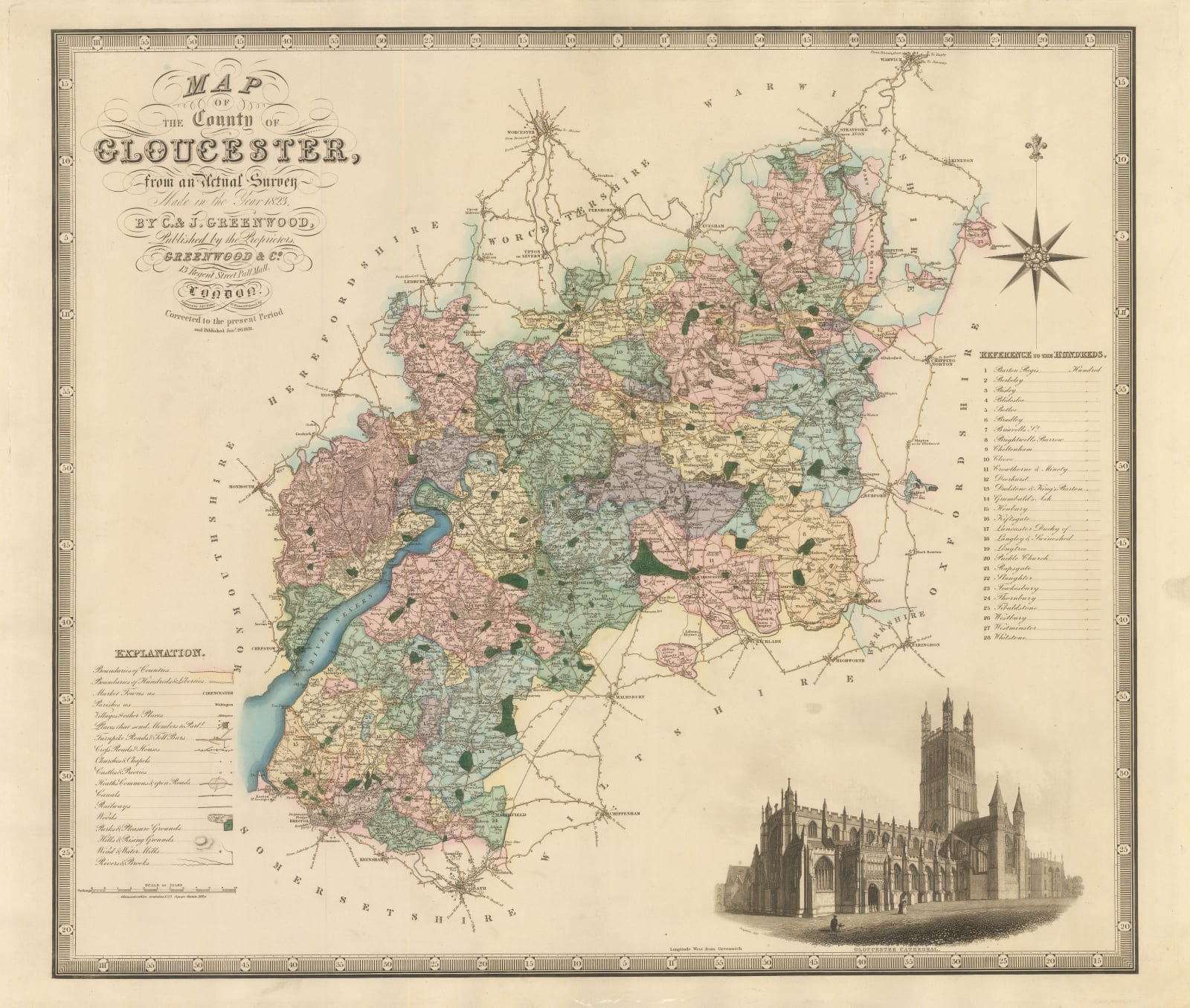 Christopher & John Greenwood, Map of the County of Gloucester, 1831