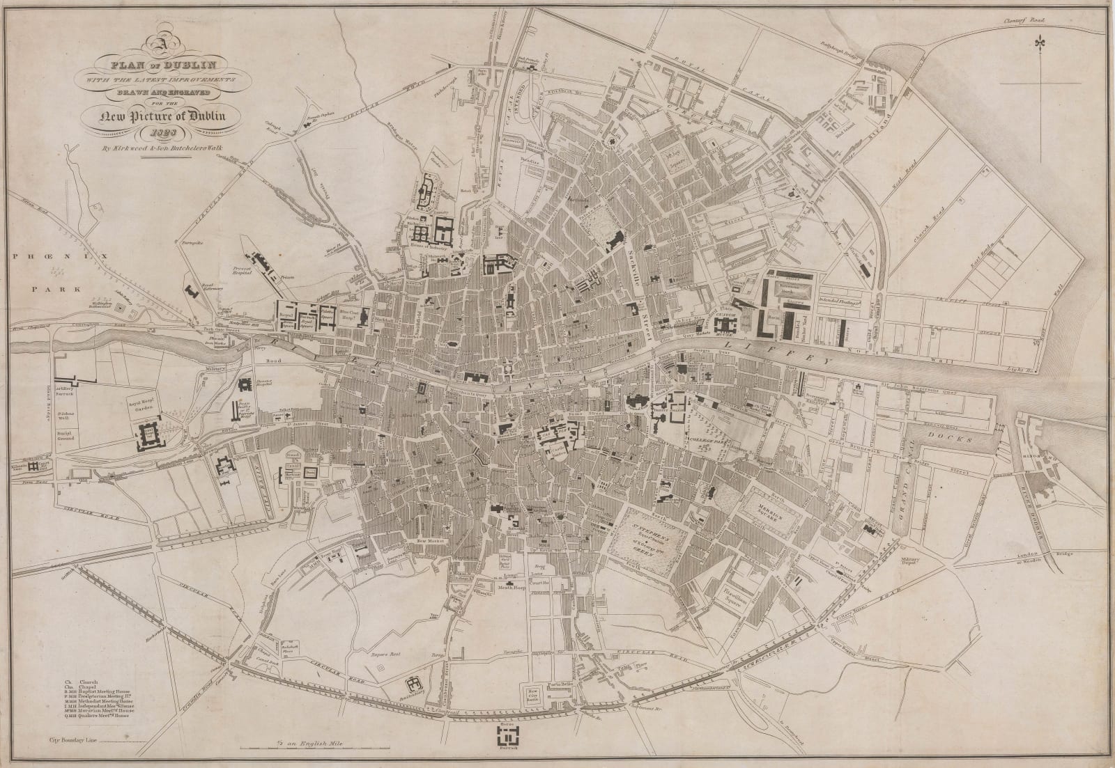 James Kirkwood & Sons, A Plan of Dublin with the latest Improvements, 1828