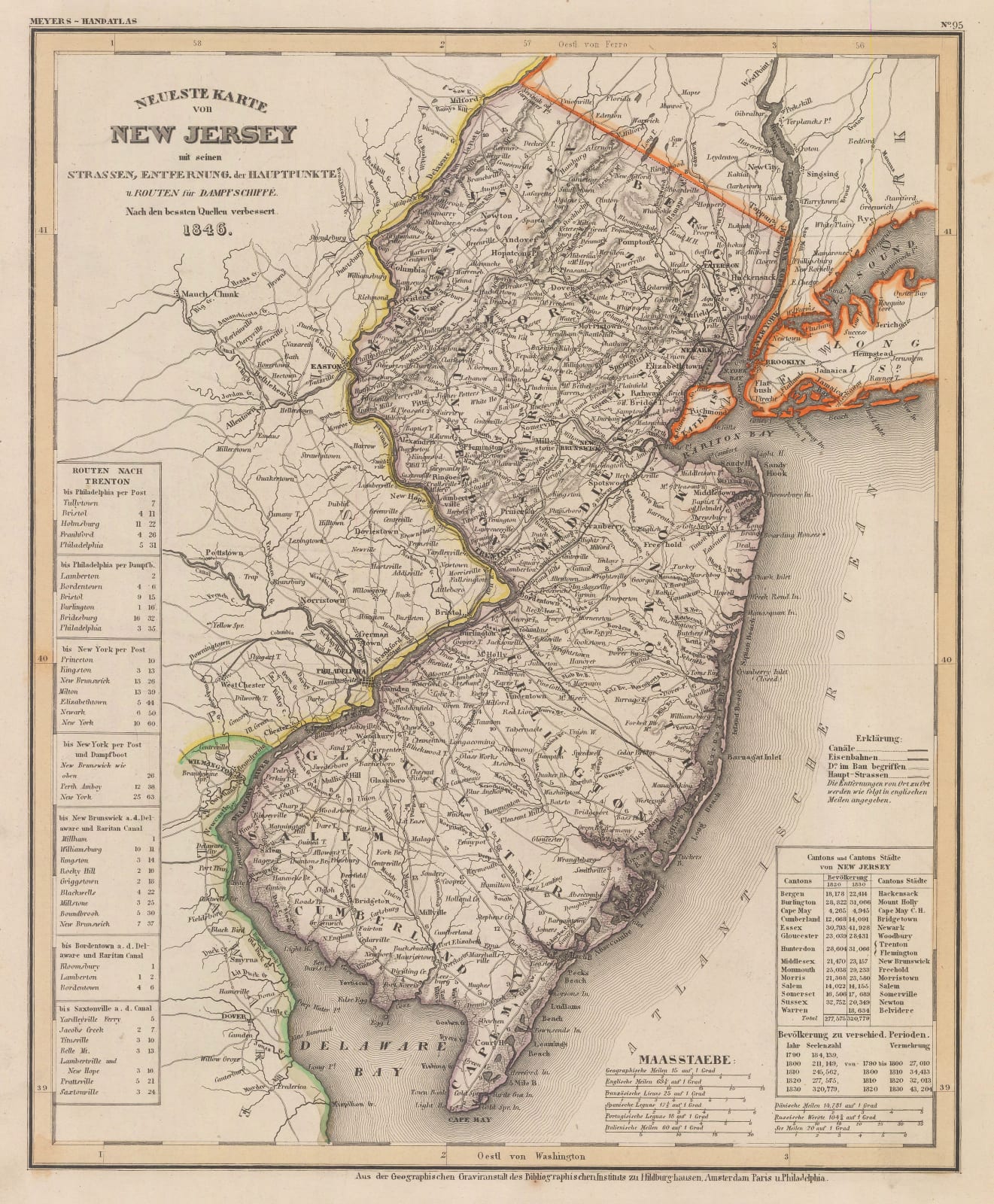 Joseph Meyer, German map of New Jersey, 1846