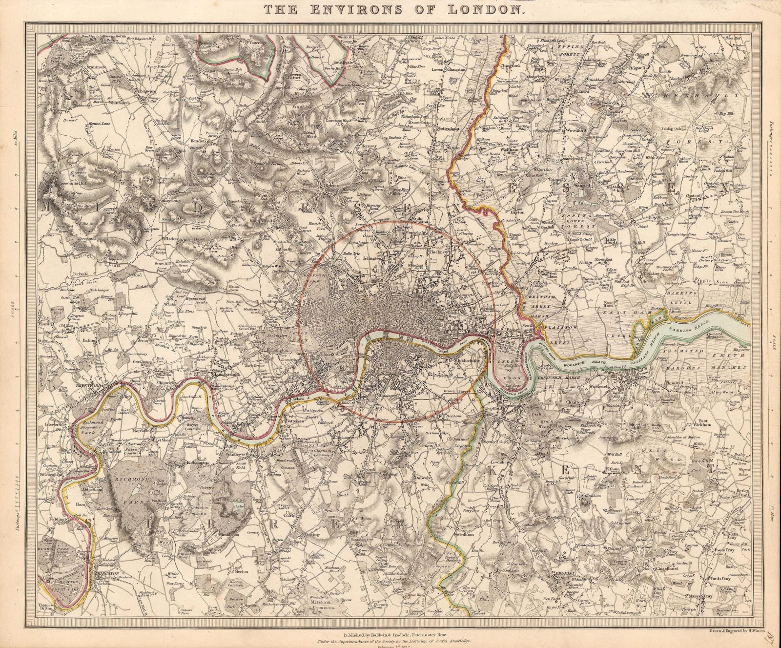 Society for the Diffusion of Useful Knowledge (SDUK), The Environs of London, 1832