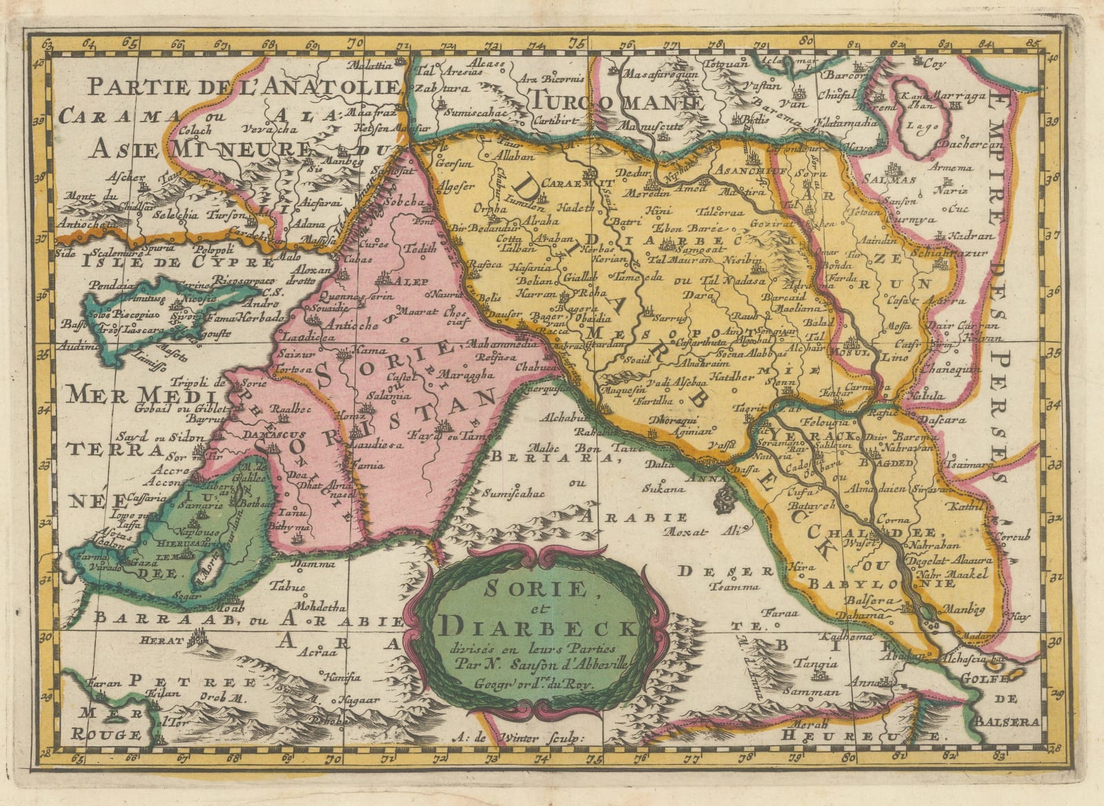Nicolas Sanson, Syria, Iraq, the Levant, and Kurdistan, 1700