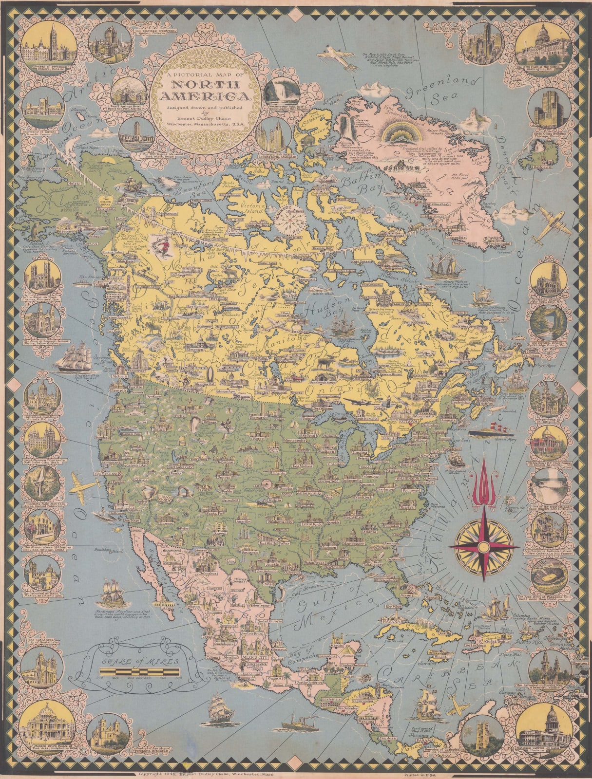 Ernest Dudley Chase, A Pictorial Map of North America, 1945