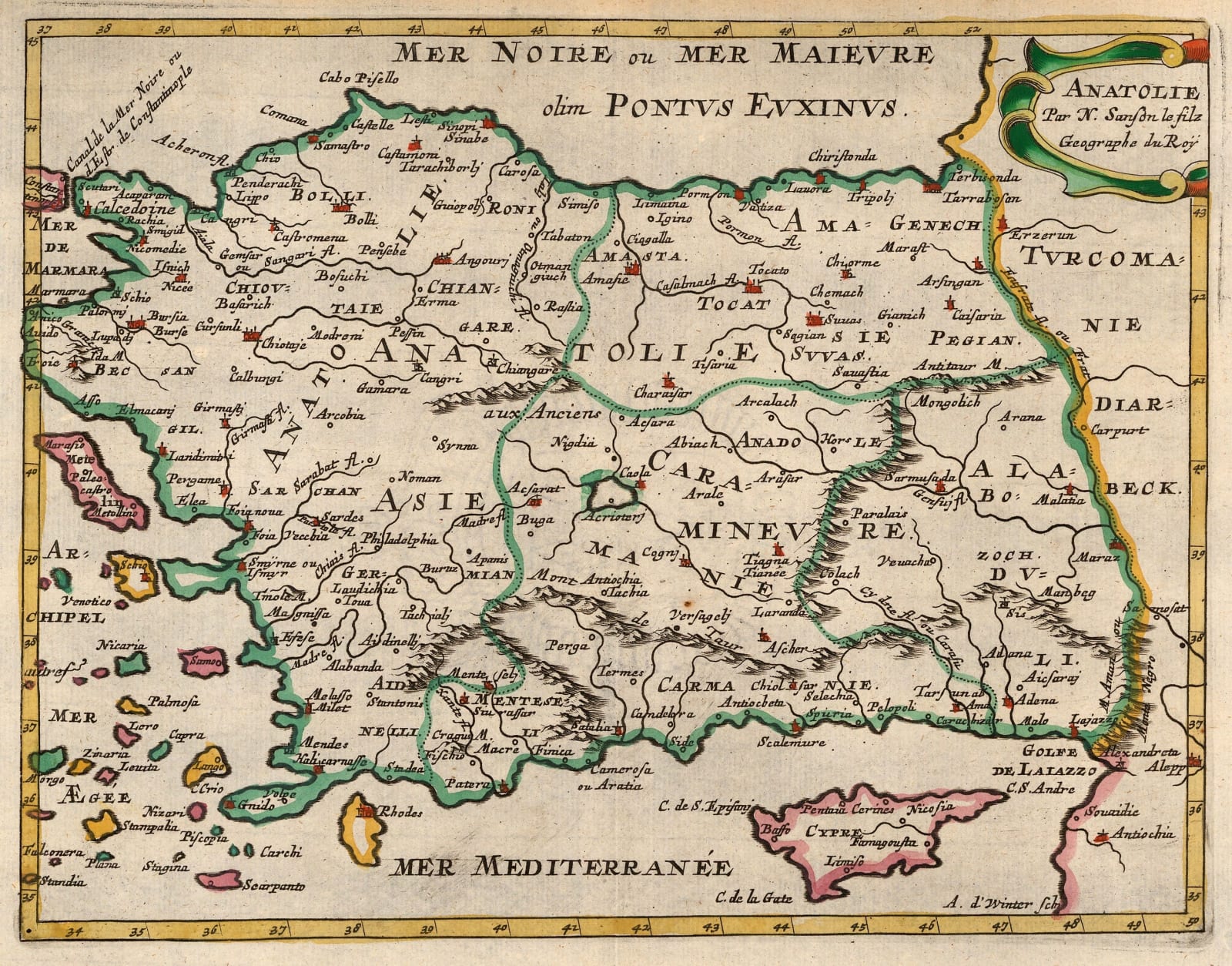 Nicolas & Guillaume Sanson, Anatolia (Turkey) and Cyprus, 1692