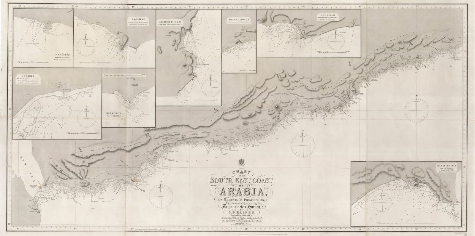 British Admiralty, Chart of the South East Coast of Arabia, 1865