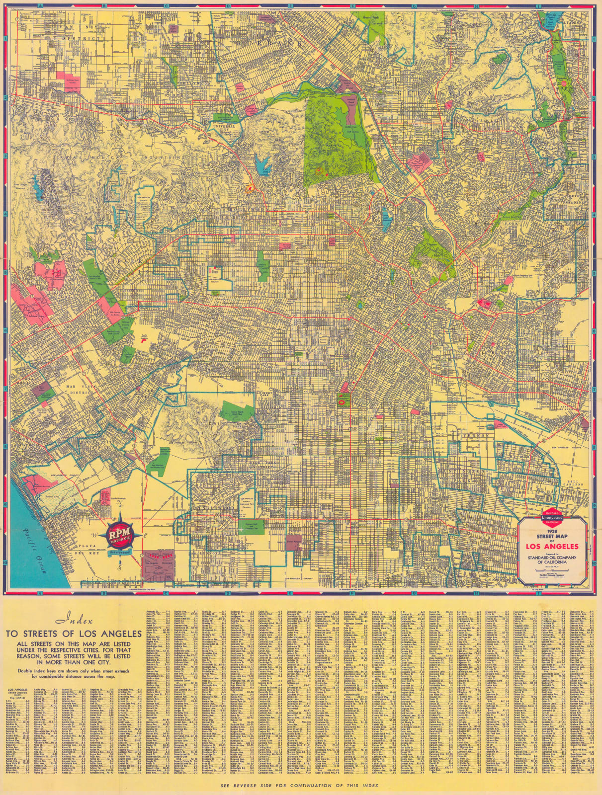 H. M. Gousha & Co, Street Map of Los Angeles, 1938