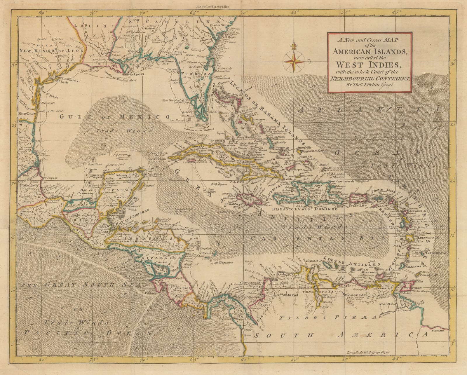Thomas Kitchin, The Gulf of Mexico and the Caribbean, 1760 c.