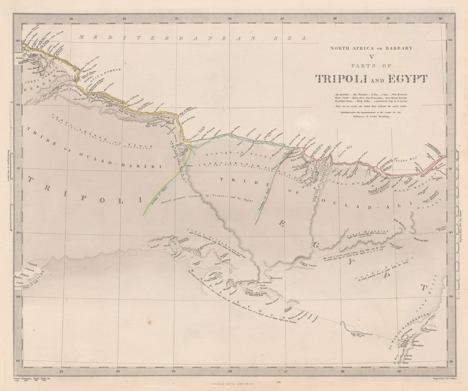 Society for the Diffusion of Useful Knowledge (SDUK), North Africa or Barbary - Parts of Egypt and Tripoli, 1879