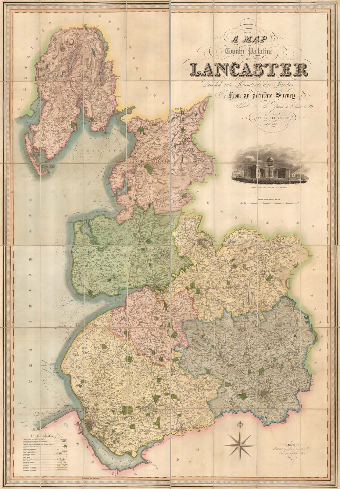 George Hennet, A Map of the County Palatine of Lancaster, 1830