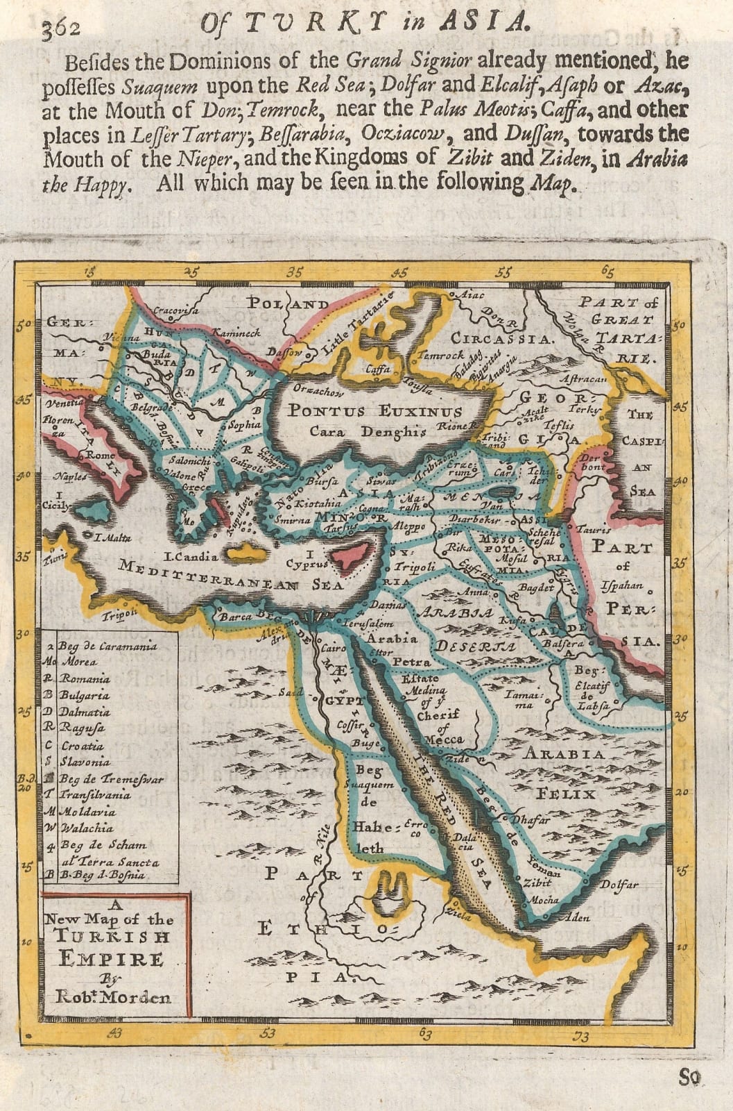 Robert Morden, Miniature map of the Turkish Empire at its height, 1688