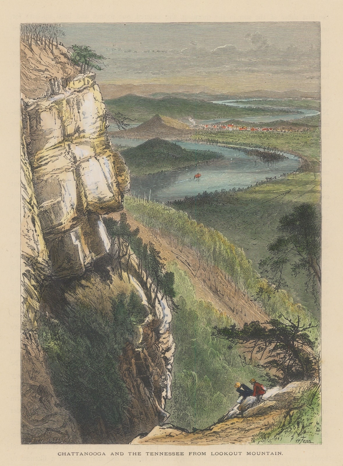Picturesque America, Tennessee - Chattanooga and the Tennessee River, 1874