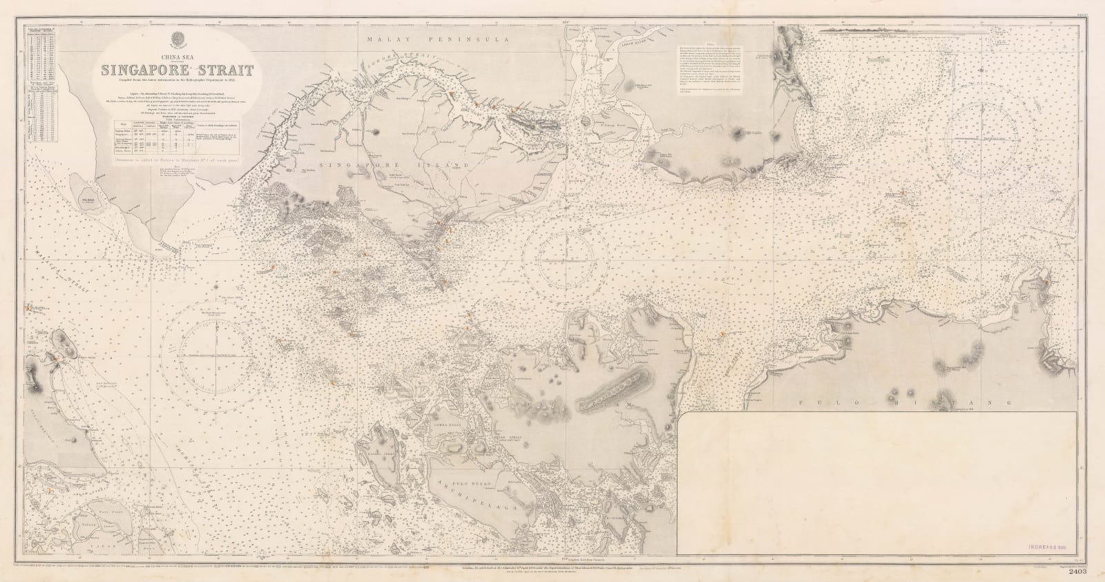 British Admiralty, Singapore Strait Sea Chart, 1927