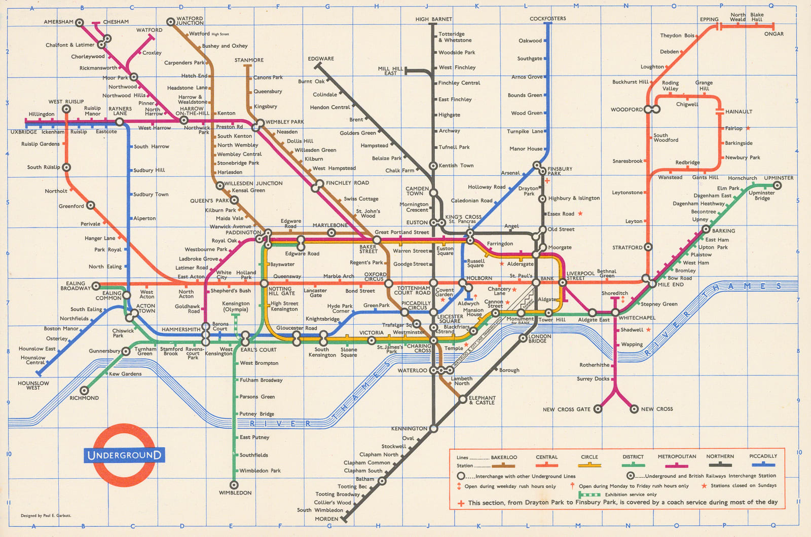 Paul E. Garbutt, London Underground Map, 1967