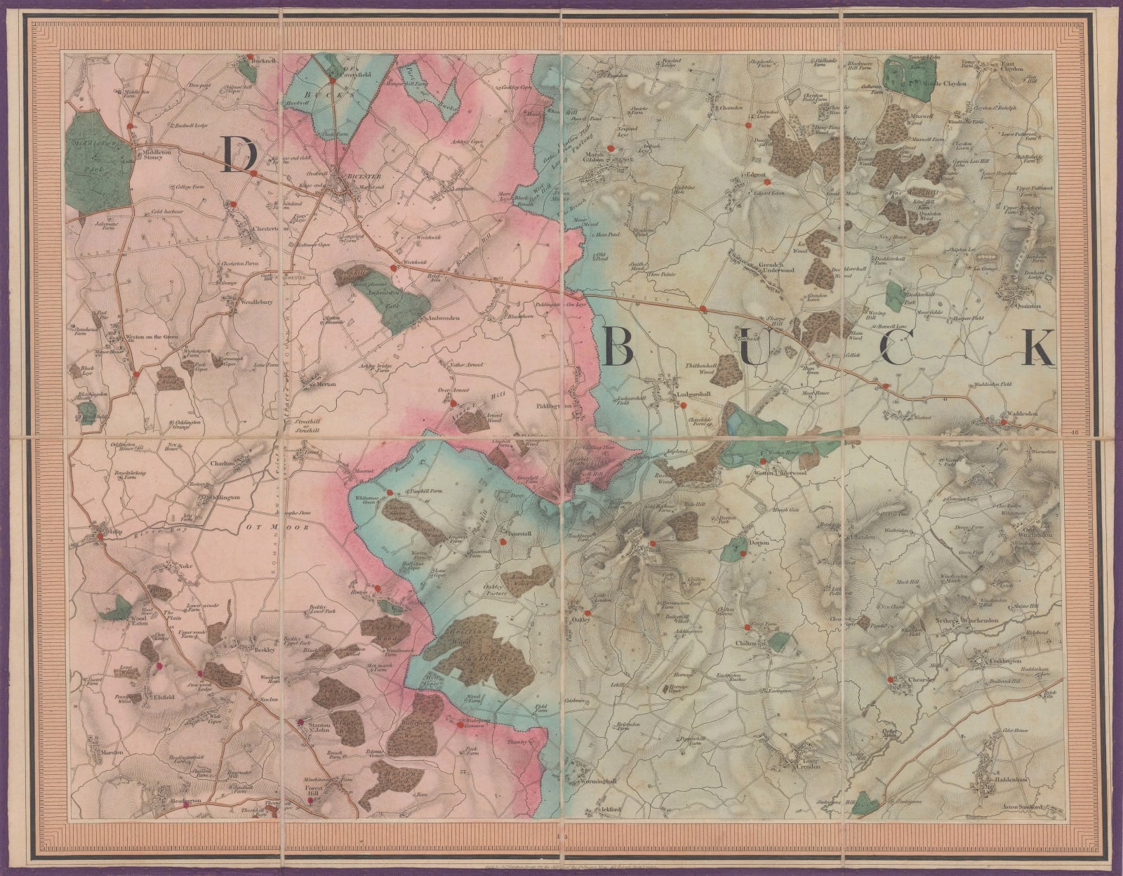 James Gardner, First Edition O.S. Map of Bicester and Environs, 1833 c.