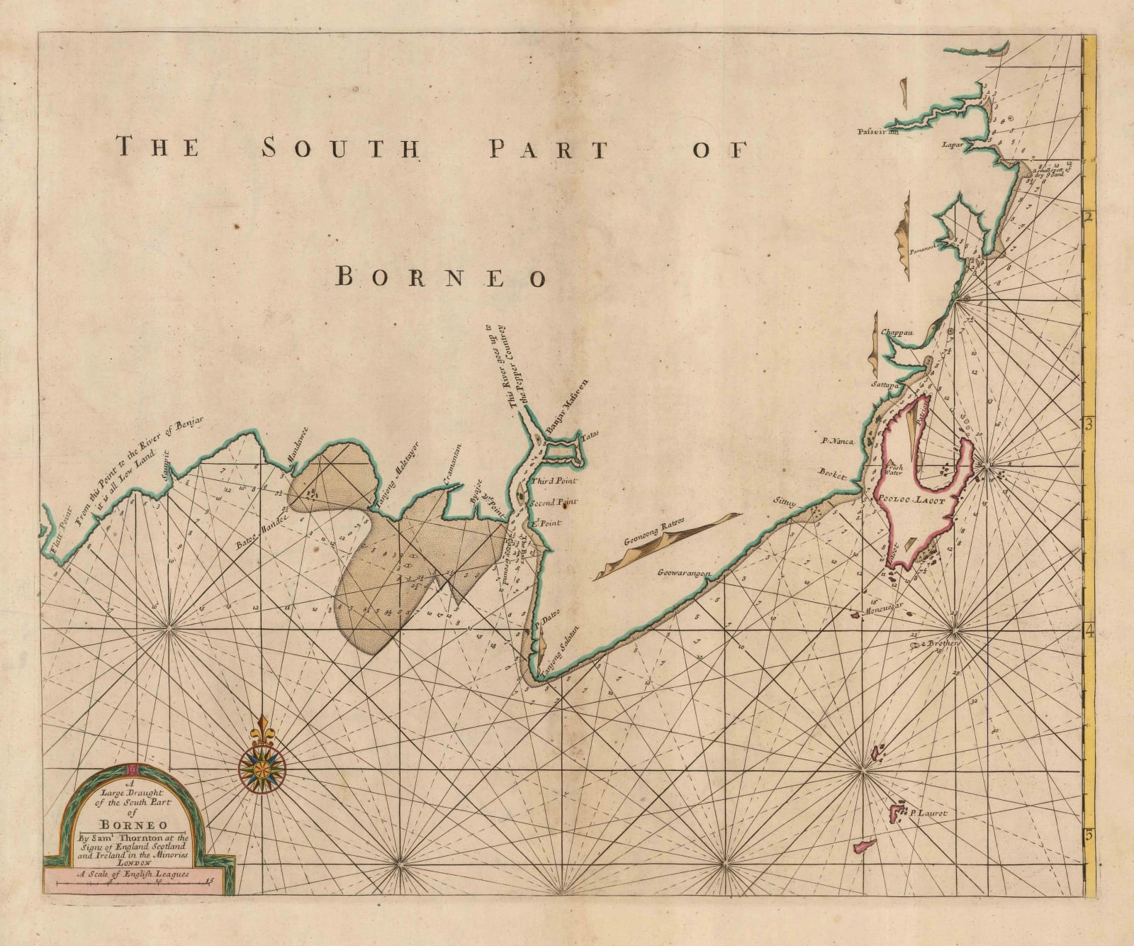 Samuel Thornton, Chart of Southern Borneo, 1711