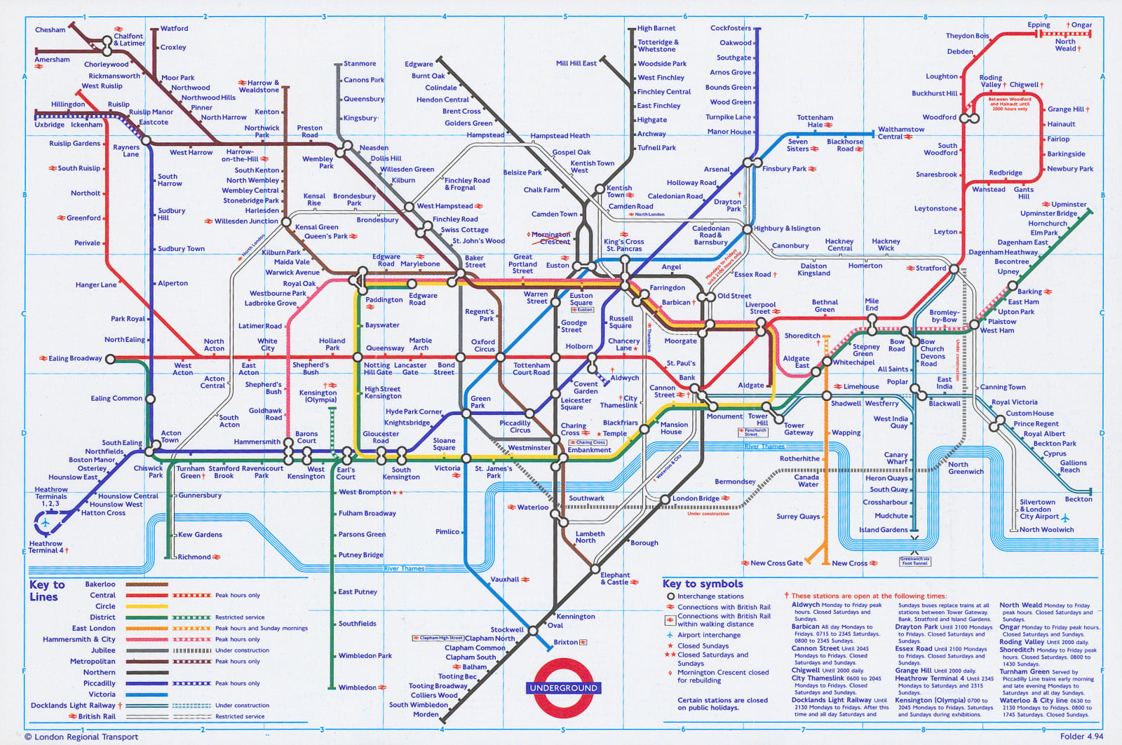 London Underground, London Underground Map, 1994