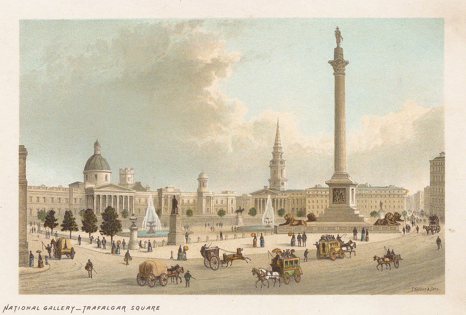 Thomas Nelson, London - Trafalgar Square & National Gallery, 1889