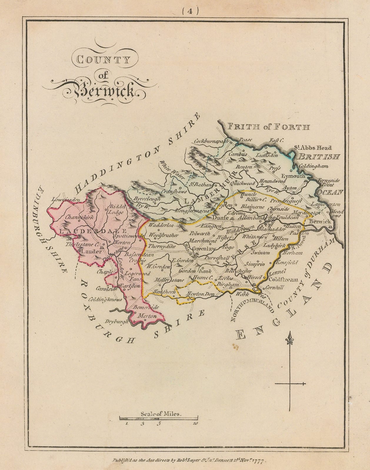 Sayer & Bennett, Berwickshire, 1777