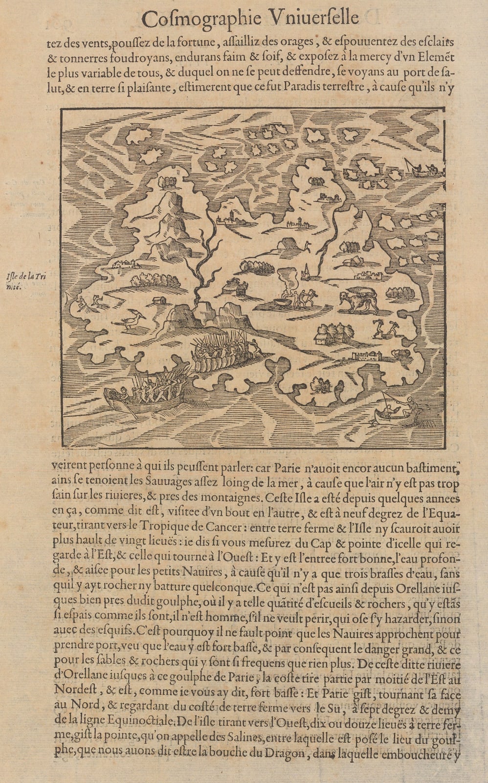 Andre Thevet, Early map of Trinidad, 1575