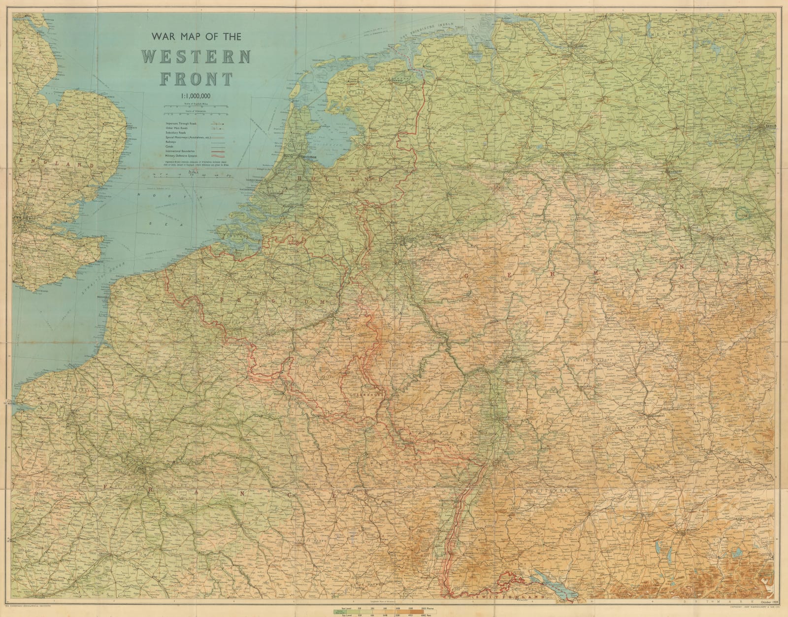 G. & J. Bartholomew, The Western Front at the Outbreak of WW2, 1939