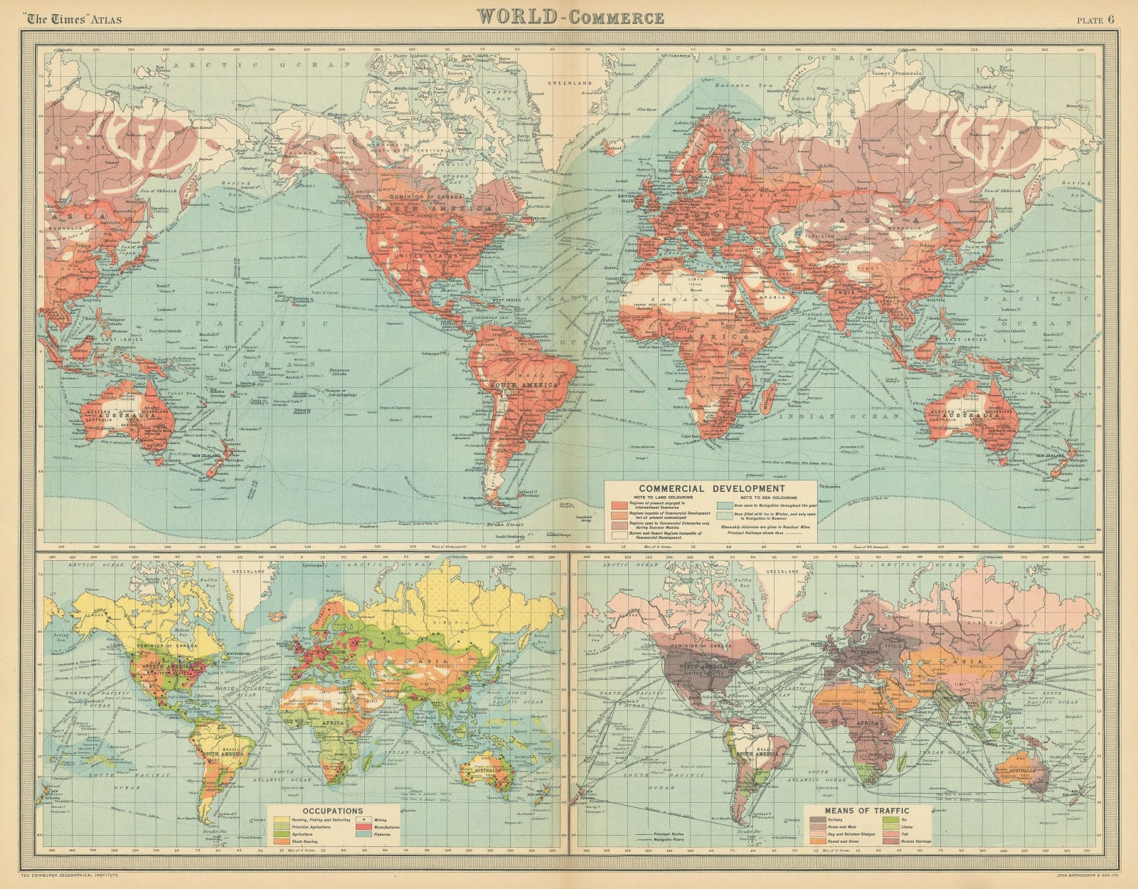 John Bartholomew & Son, World Commerce Maps, 1922