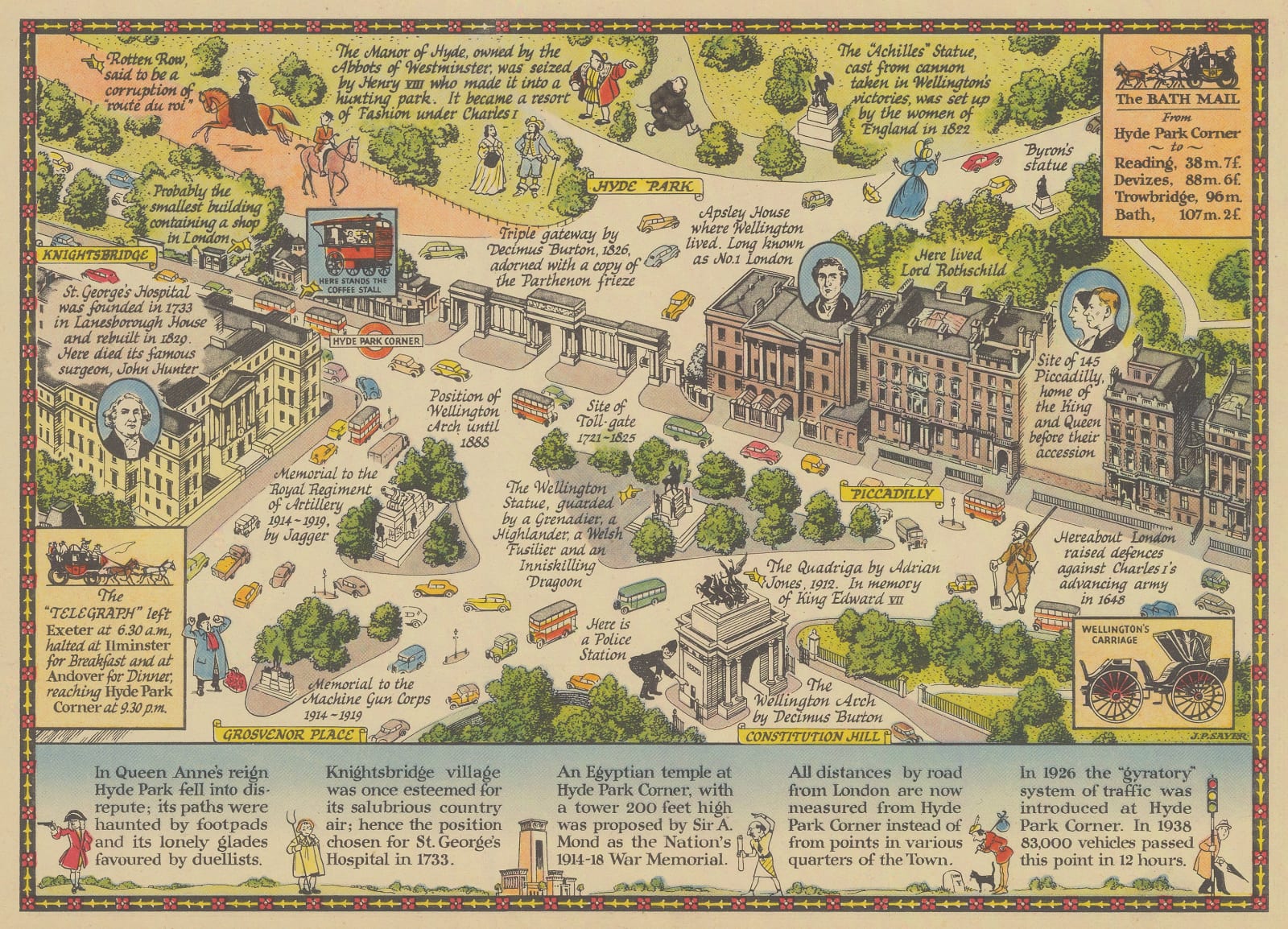 J.P. Sayer, A Bird's-Eye View of Hyde Park Corner, 1947