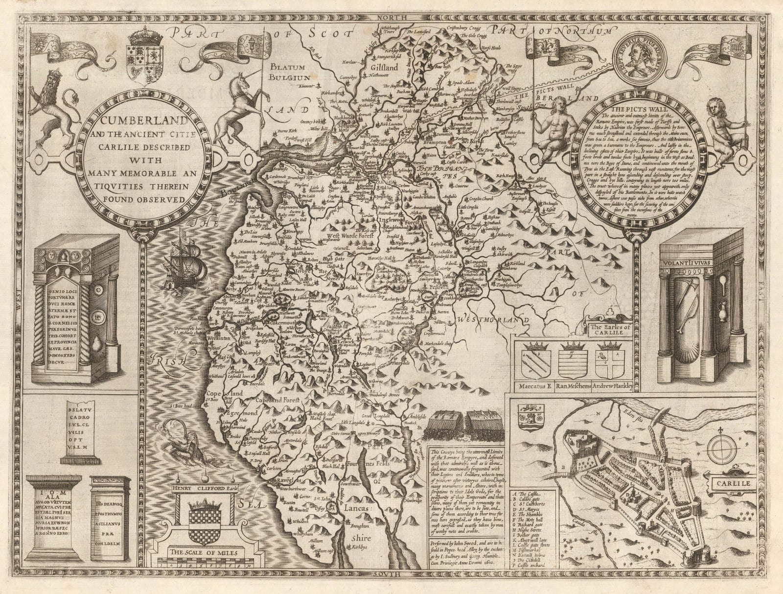 John Speed, Cumberland and the Ancient Citie Carlile Described with many Memorable Antiqvities Therein Found Observed, 1614