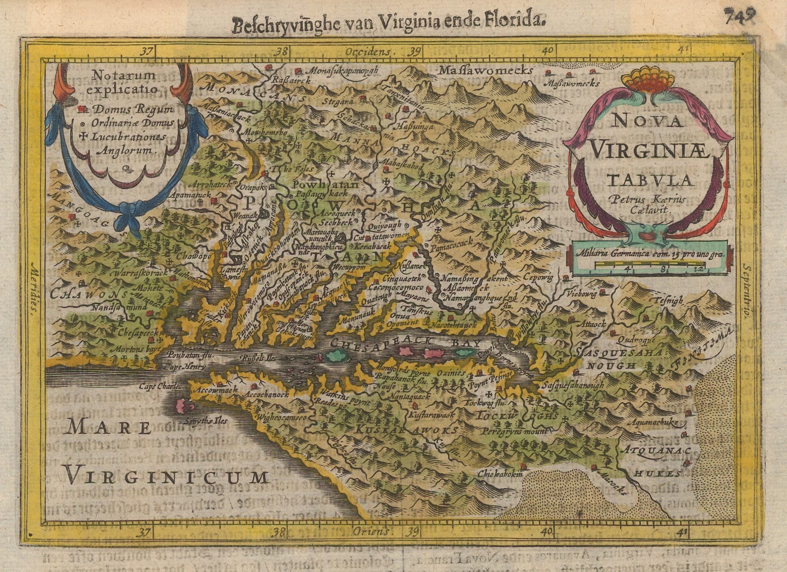 Mercator Hondius, Chesapeake Bay, Virginia and Maryland,, 1630
