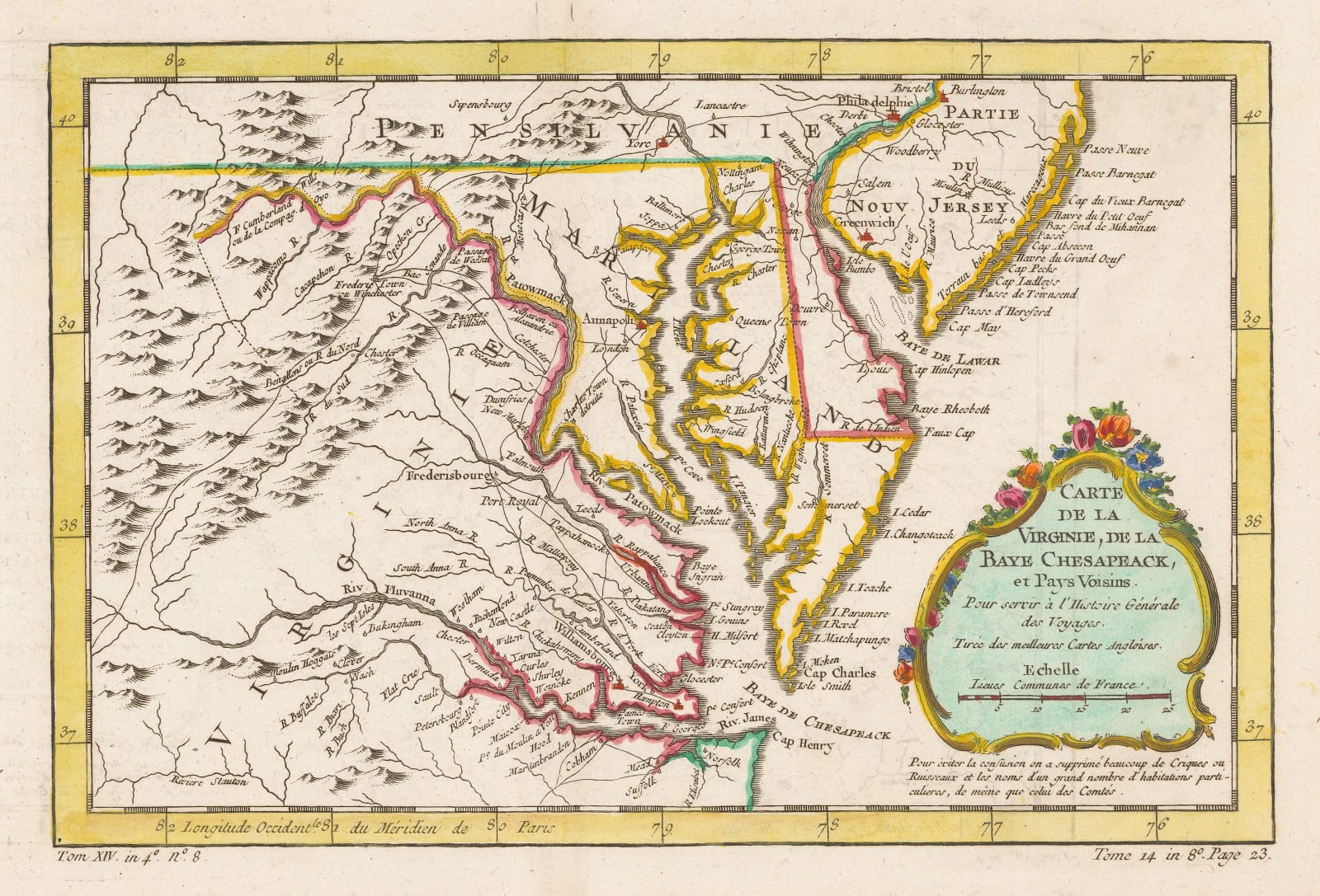 Jacques-Nicolas Bellin, Chesapeake Bay, Maryland, Virginia, New Jersey, and Pennsylvania, 1750 c.