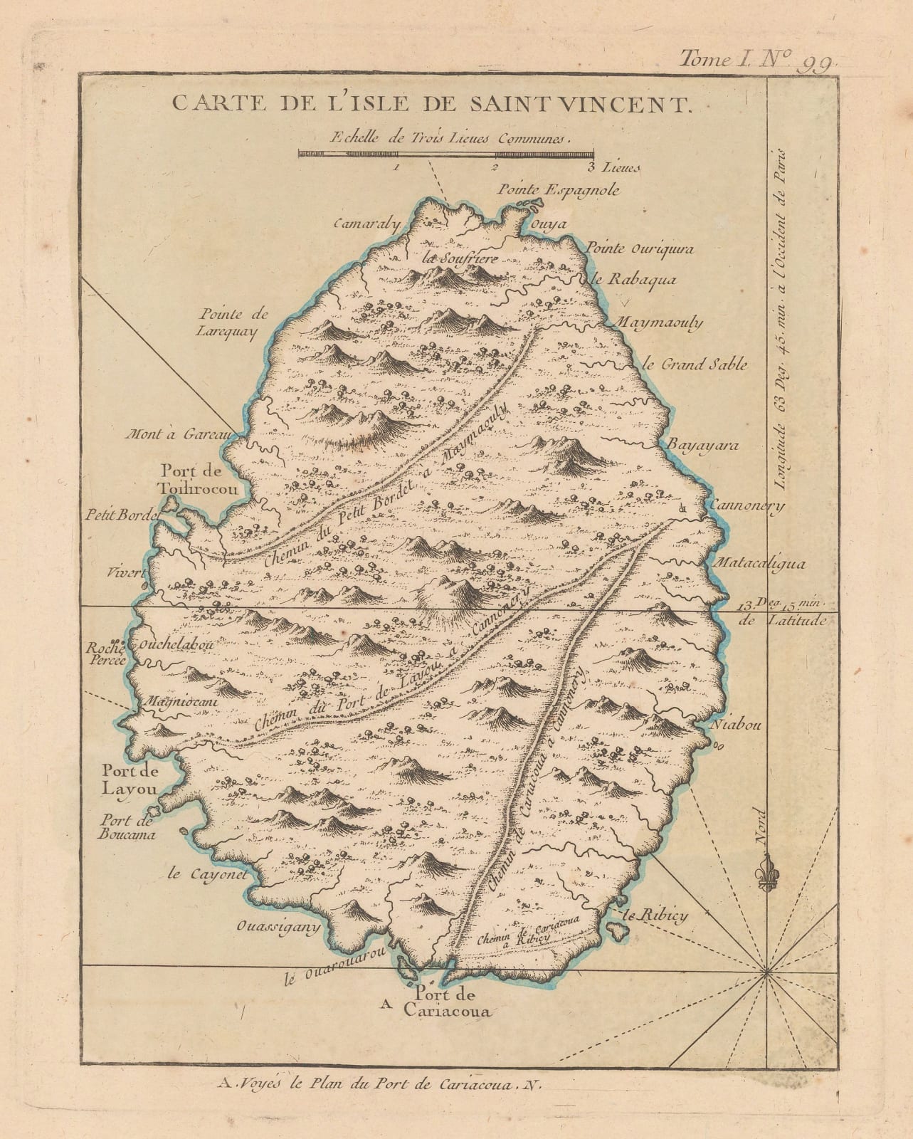 Jacques-Nicolas Bellin, Chart of of St. Vincent, 1764