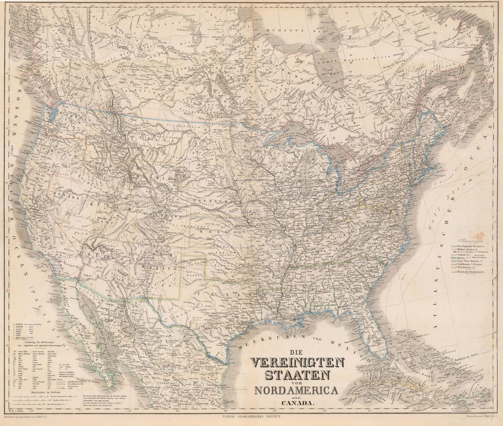Heinrich C. Kiepert, Die Vereinigten Staaten von Nord America nebst Canada, 1870 c.