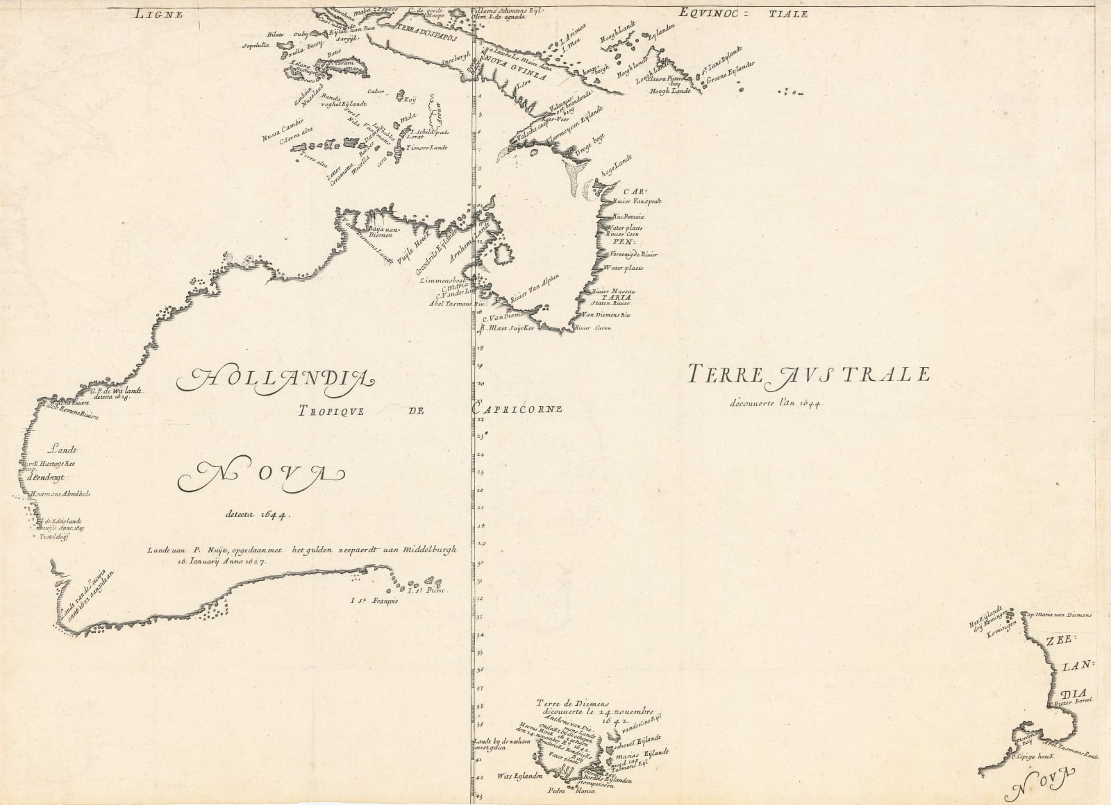 Melchisedech Thevenot, The First Printed map of Australia, 1663