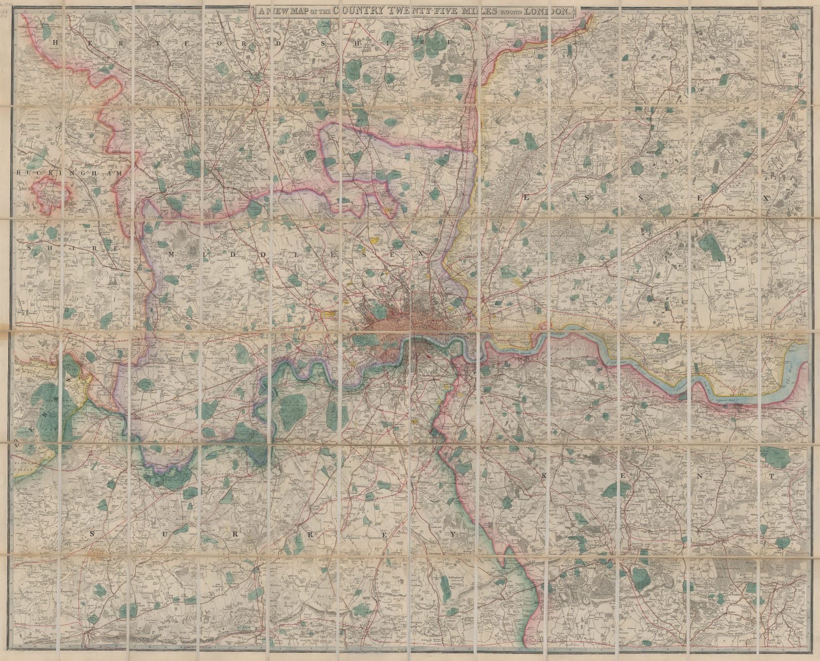 James Wyld, A New Map of the Country Twenty-Five Miles Round London, 1870 c.