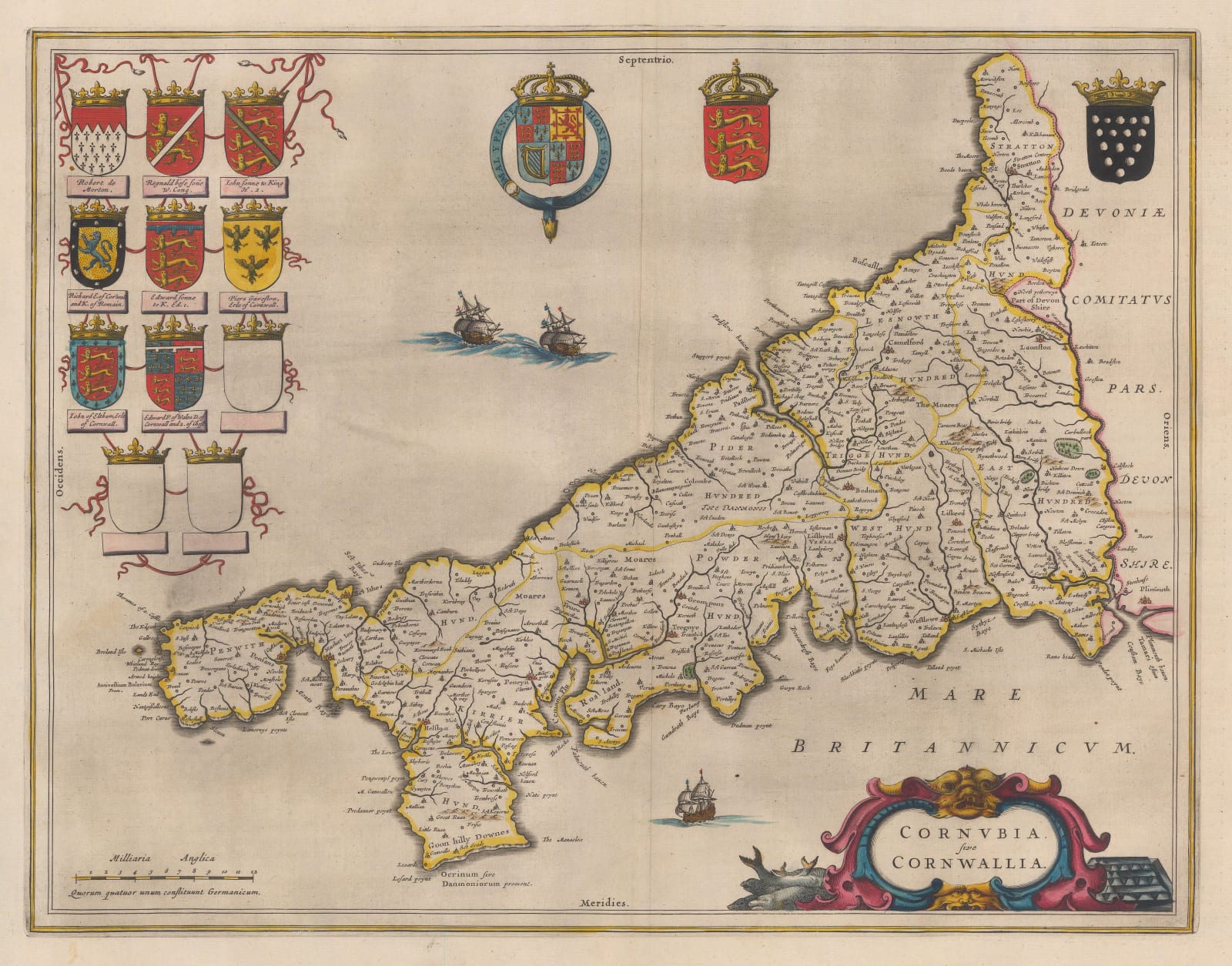 Willem & Jan Blaeu, Cornubia sive Cornwallia, 1650 c.
