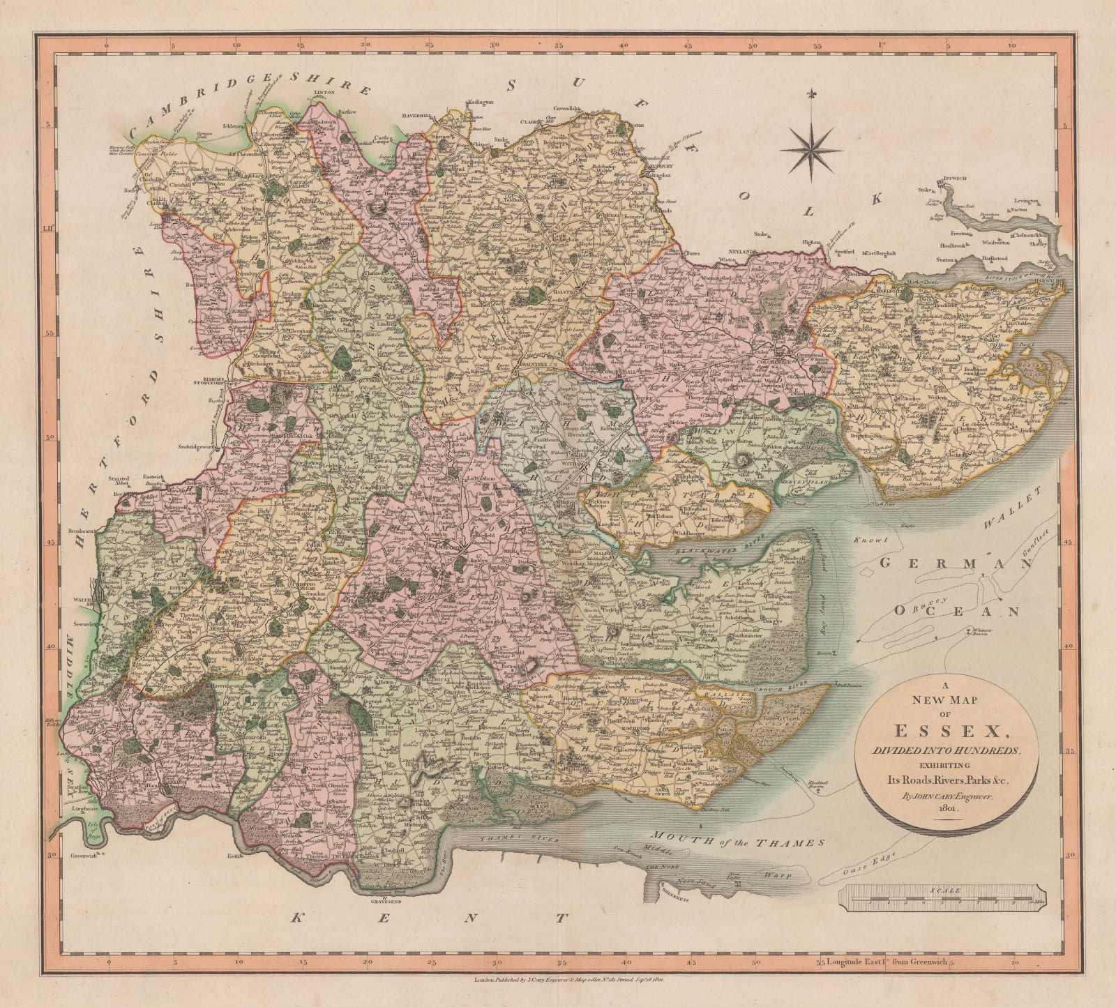 John Cary, A New Map of Essex, 1801