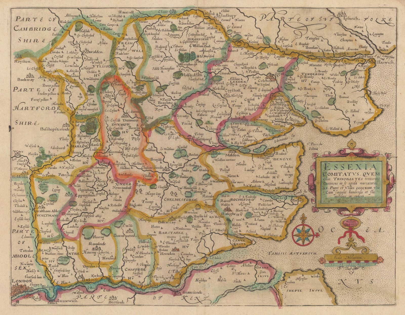 Christopher Saxton & William Kip, Essexia, 1637