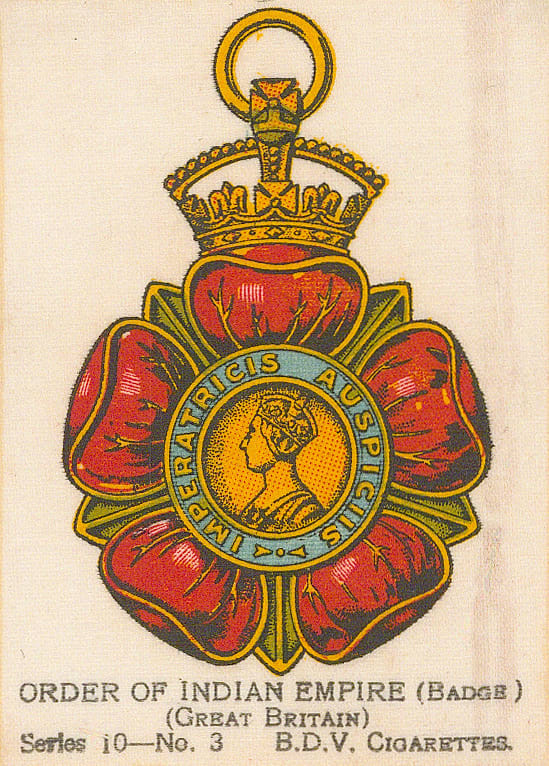 BDV Cigarettes, British Army - Order of Indian Empire, 1920 c.
