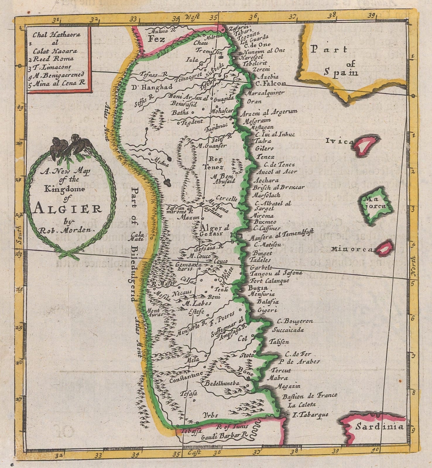 Robert Morden, A New Map of the Kingdome of Algier, 1688