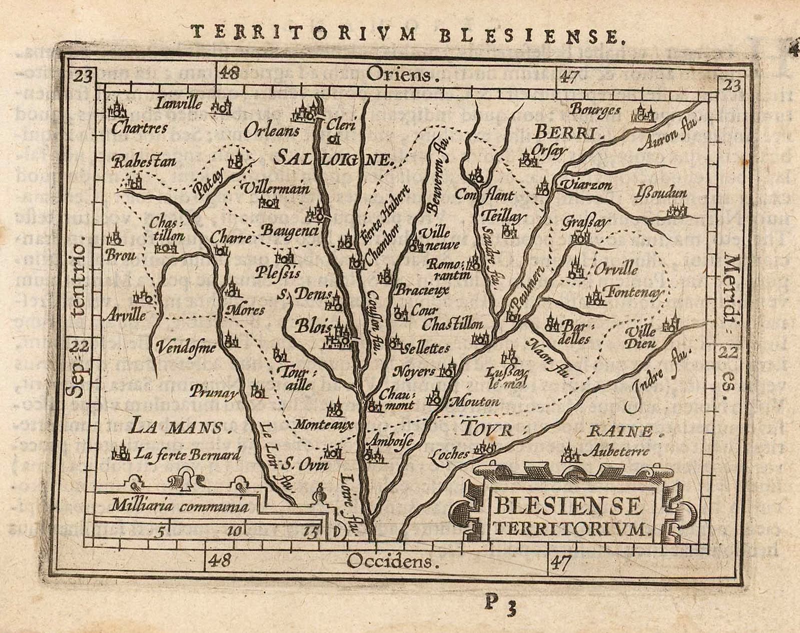 Abraham Ortelius, Blois and environs, Loir-et-Cher, 1601