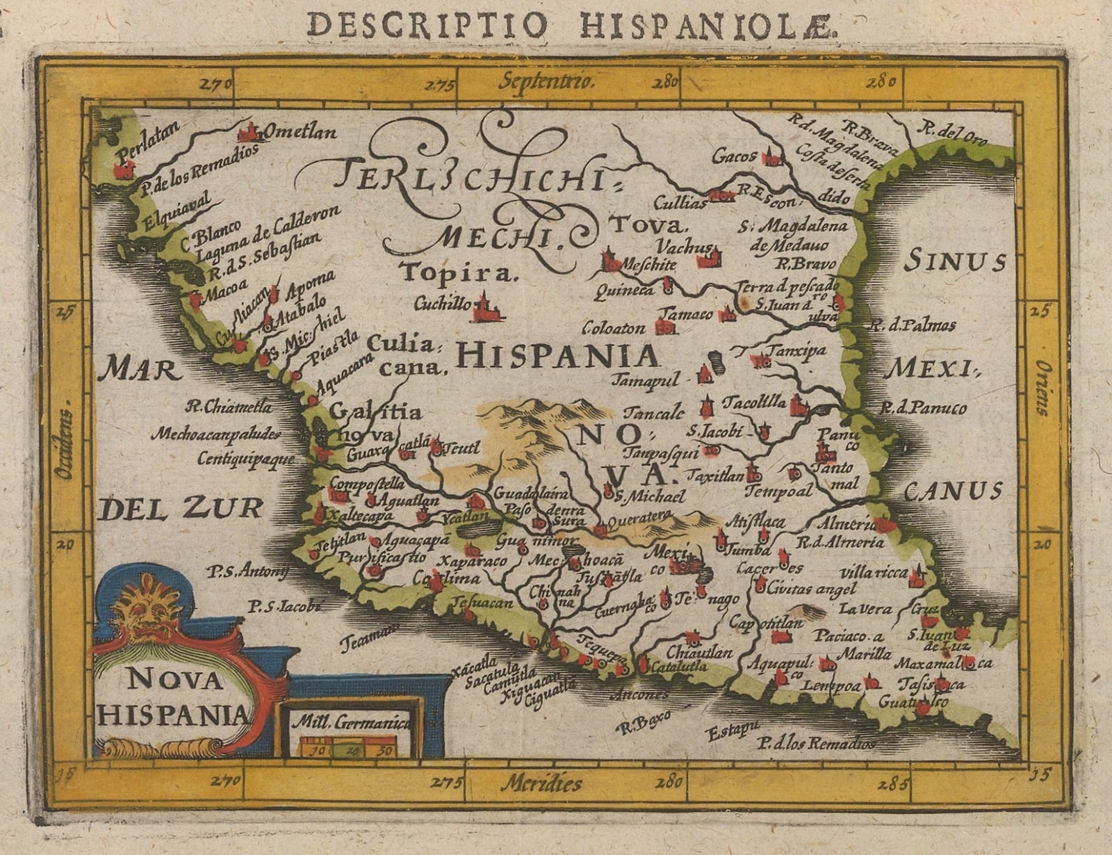 Petrus Bertius, Early map of Mexico, 1616