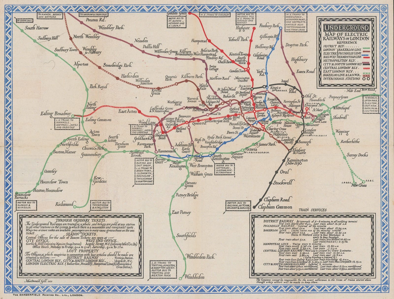 Macdonald Gill, Map of Electric Railways of London, 1921