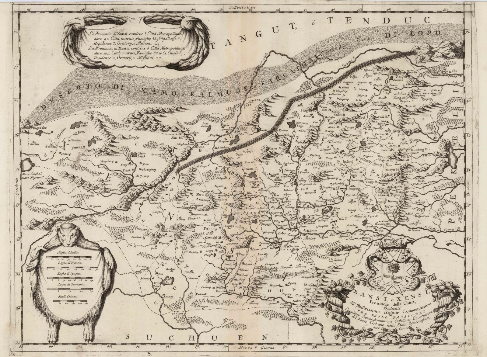 Vincenzo Coronelli, Shanxi and Shaanxi provinces, 1692