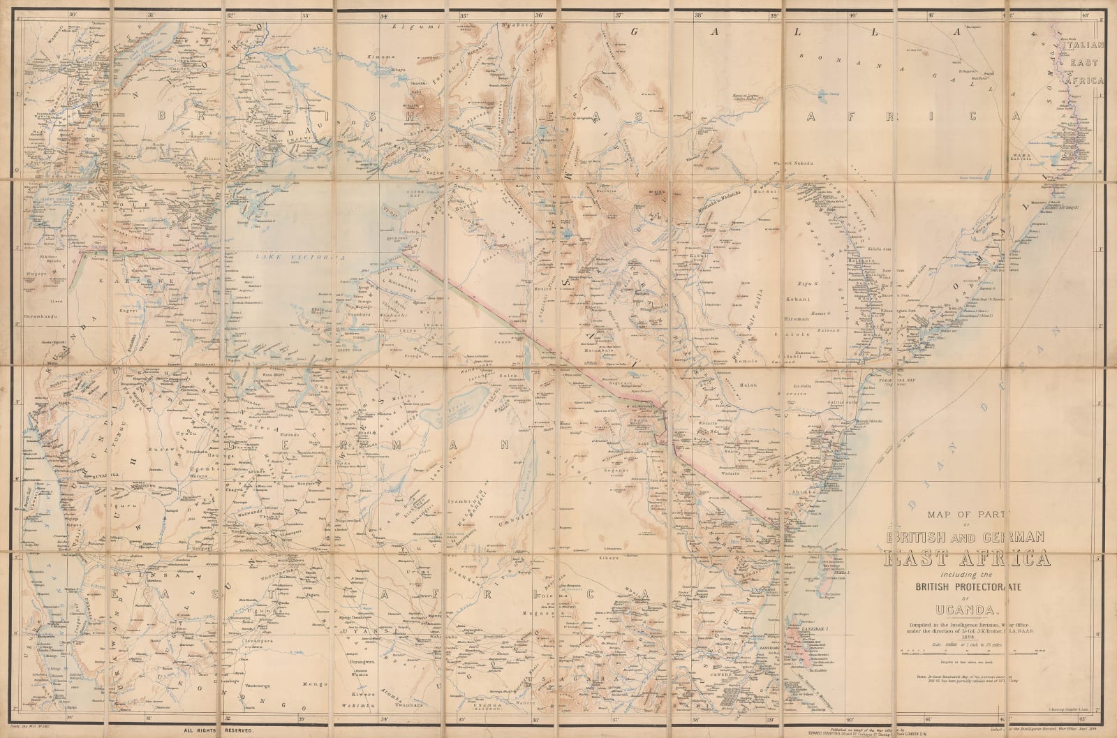 War Office, Map of Part of British and German East Africa including the British Protectorate of Uganda, 1894