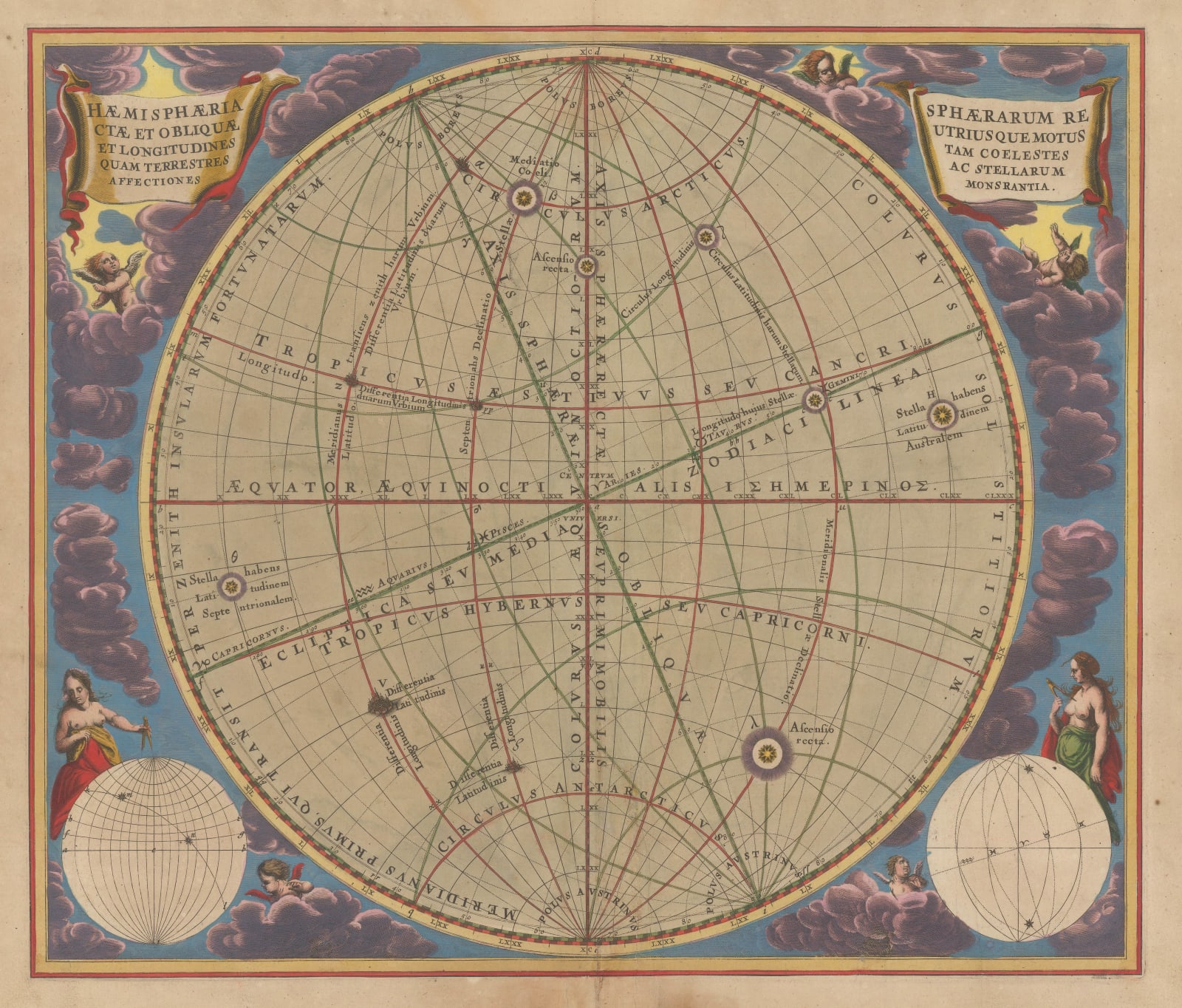 Andreas Cellarius, Haemisphaeria Sphaerarum Rectae et Obliquae Utriusque Motus et Longitudines tam Coelestes quam Terrestres ac Stellarum Affectiones Monsrantia, 1661
