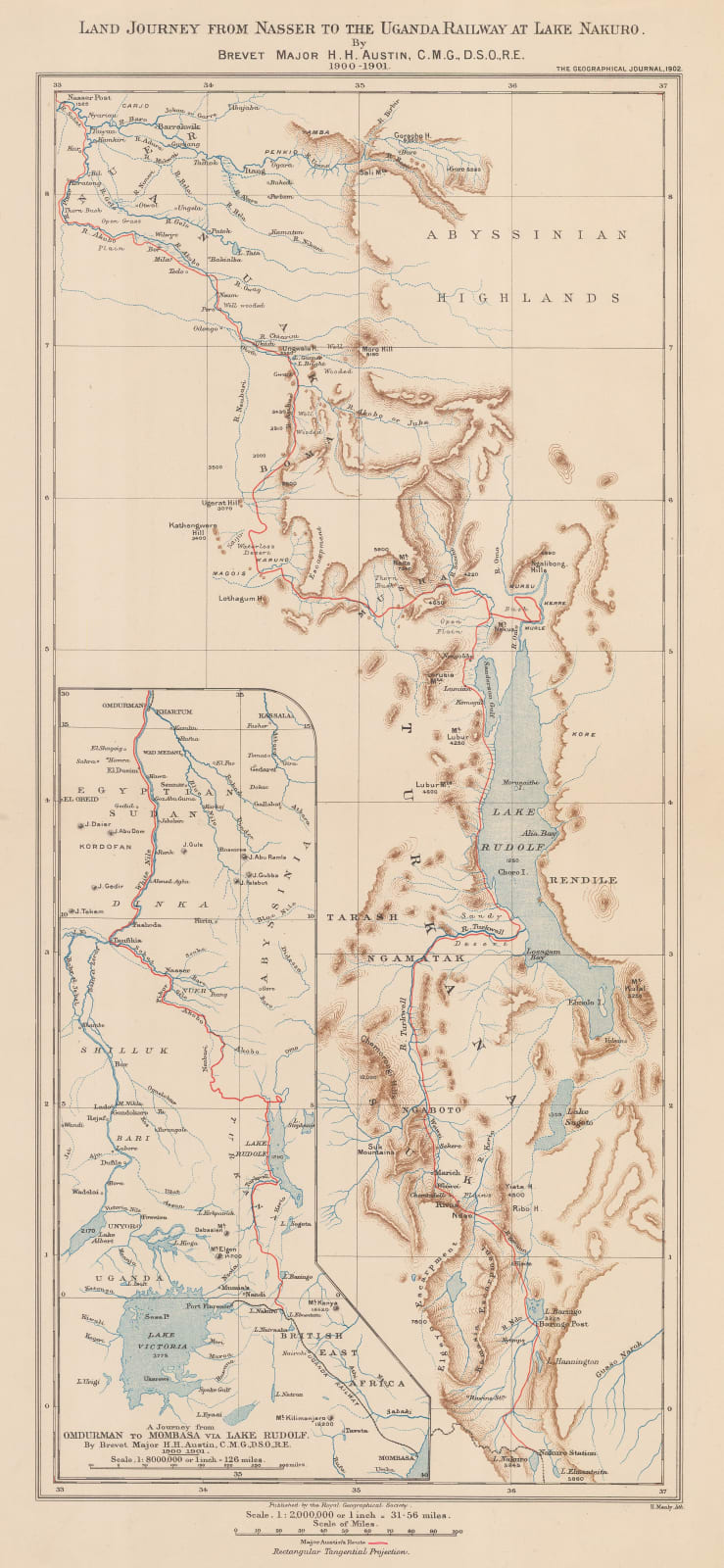 Royal Geographical Society (RGS), Land Journey from Nasser to the Uganda Railway at Lake Nakuro, 1902