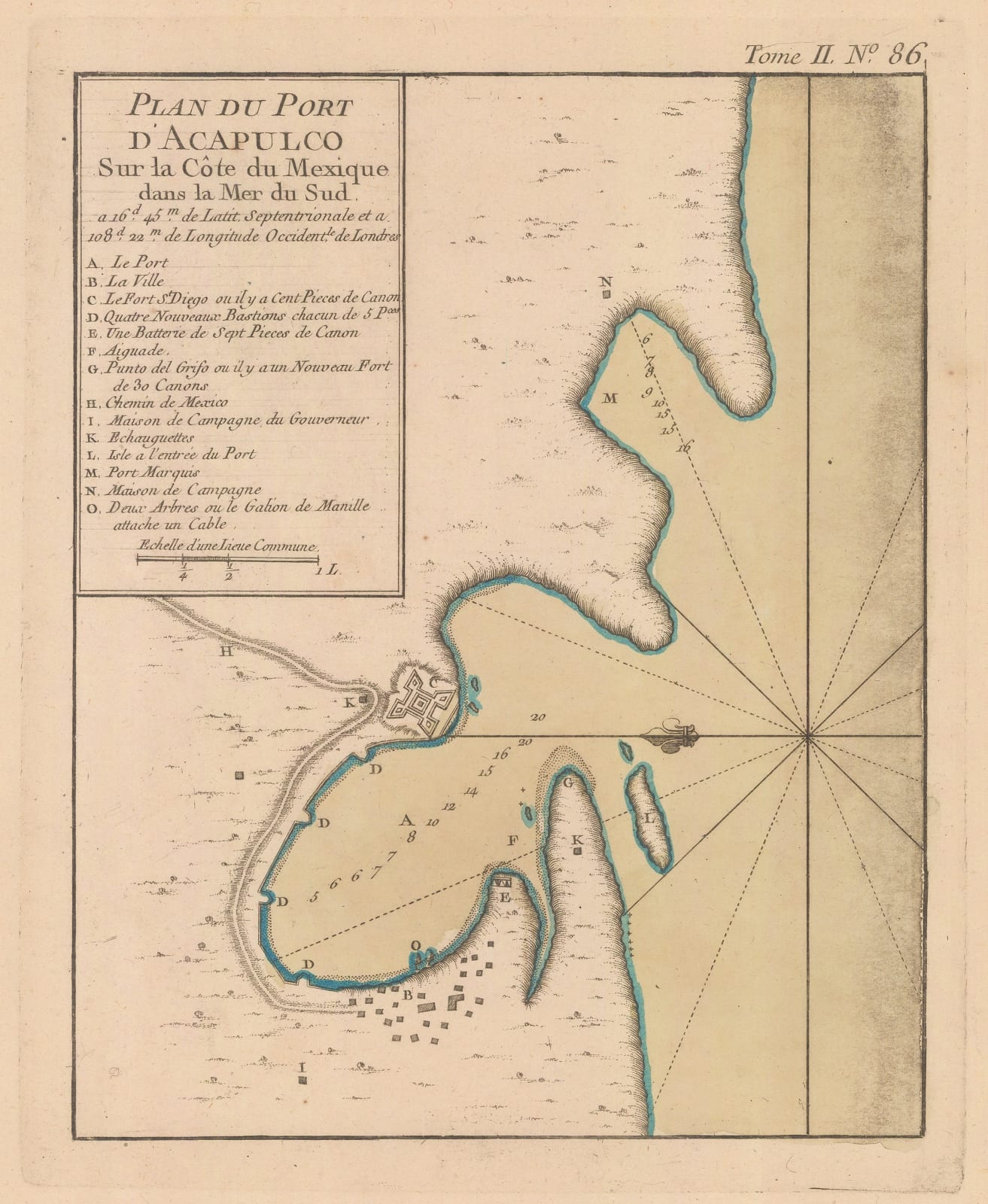 Jacques-Nicolas Bellin, Acapulco Port, Mexico, 1764