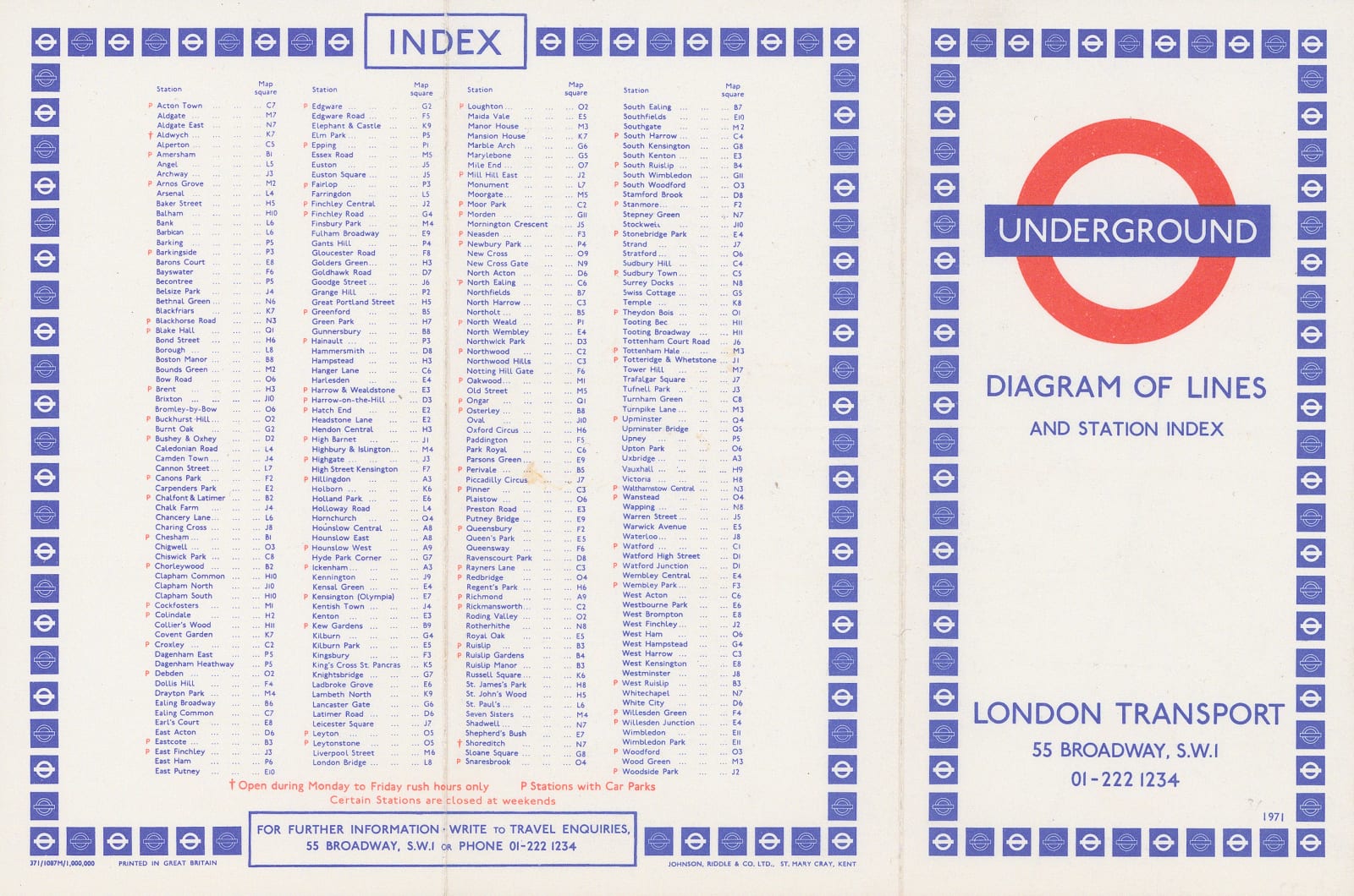 Paul E. Garbutt, London Underground Map, 1971