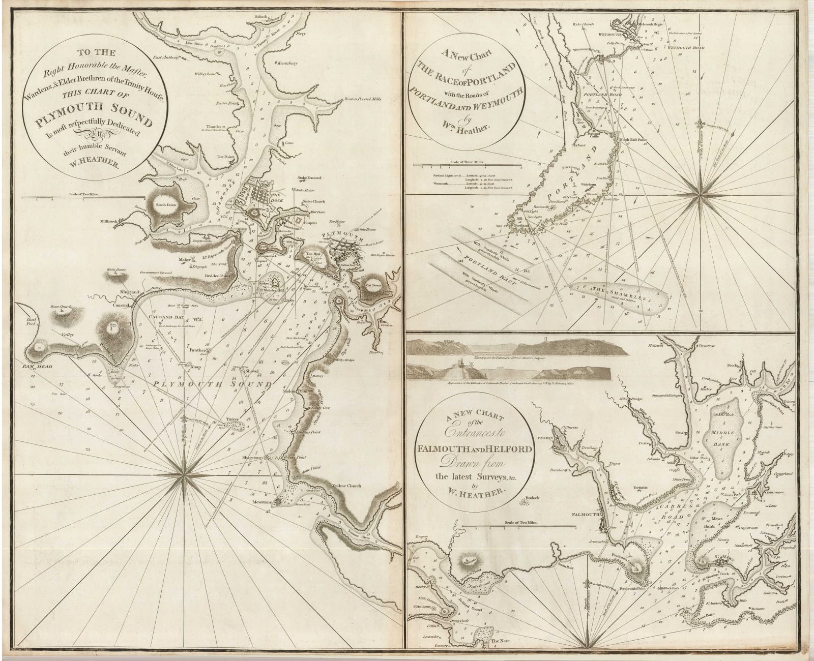 William Heather, Plymouth Sound, Portland and Falmouth & Helford, 1800 c.
