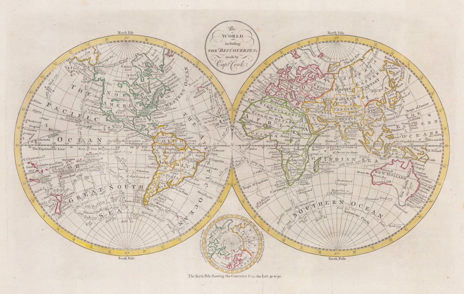 Charles Cooke, The World including the Discoveries made by Captain Cook, 1790 c.