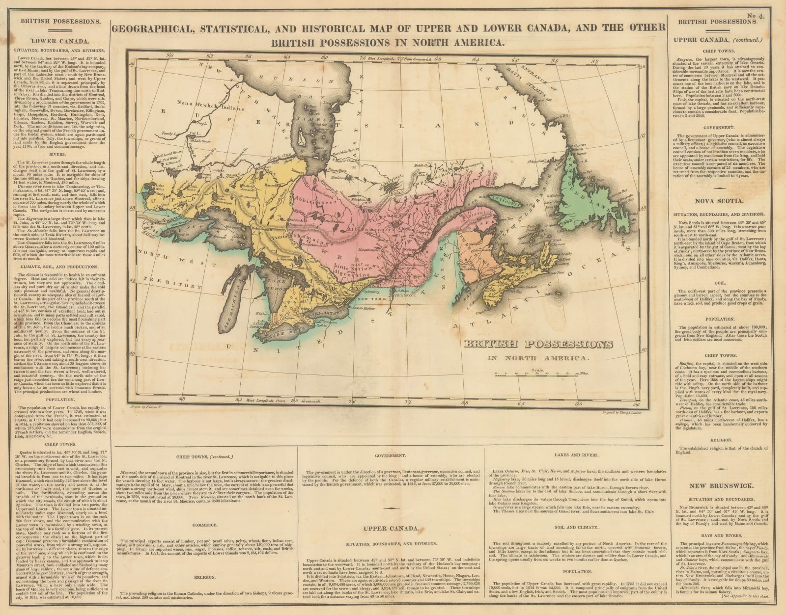 Carey & Lea, Geographical, Statistical and Historical map of Upper and Lower Canada, 1822