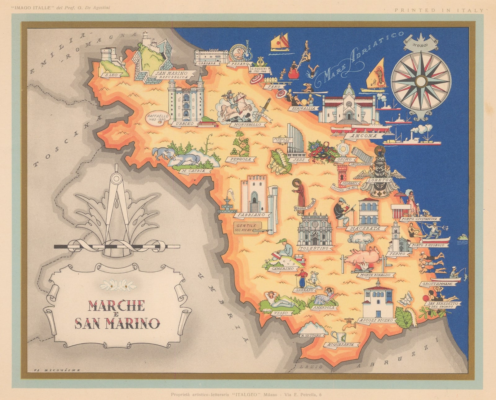 Giovanni De Agostini, Marche e San Marino, 1945 c.